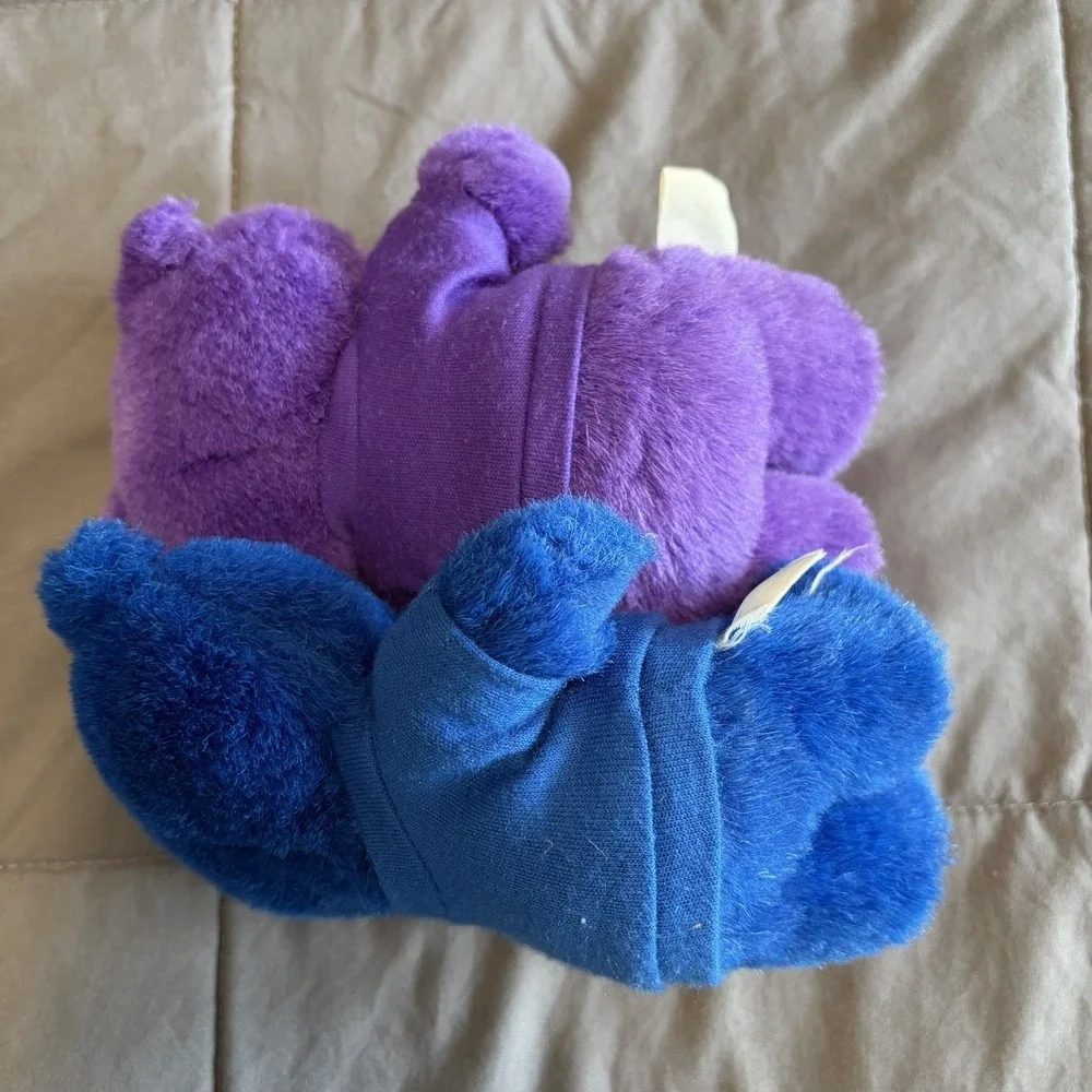 Lot of 2 Blue Purple 1986 Crayola Teddy Bears Stuffie VTG 80s Collectible Colors